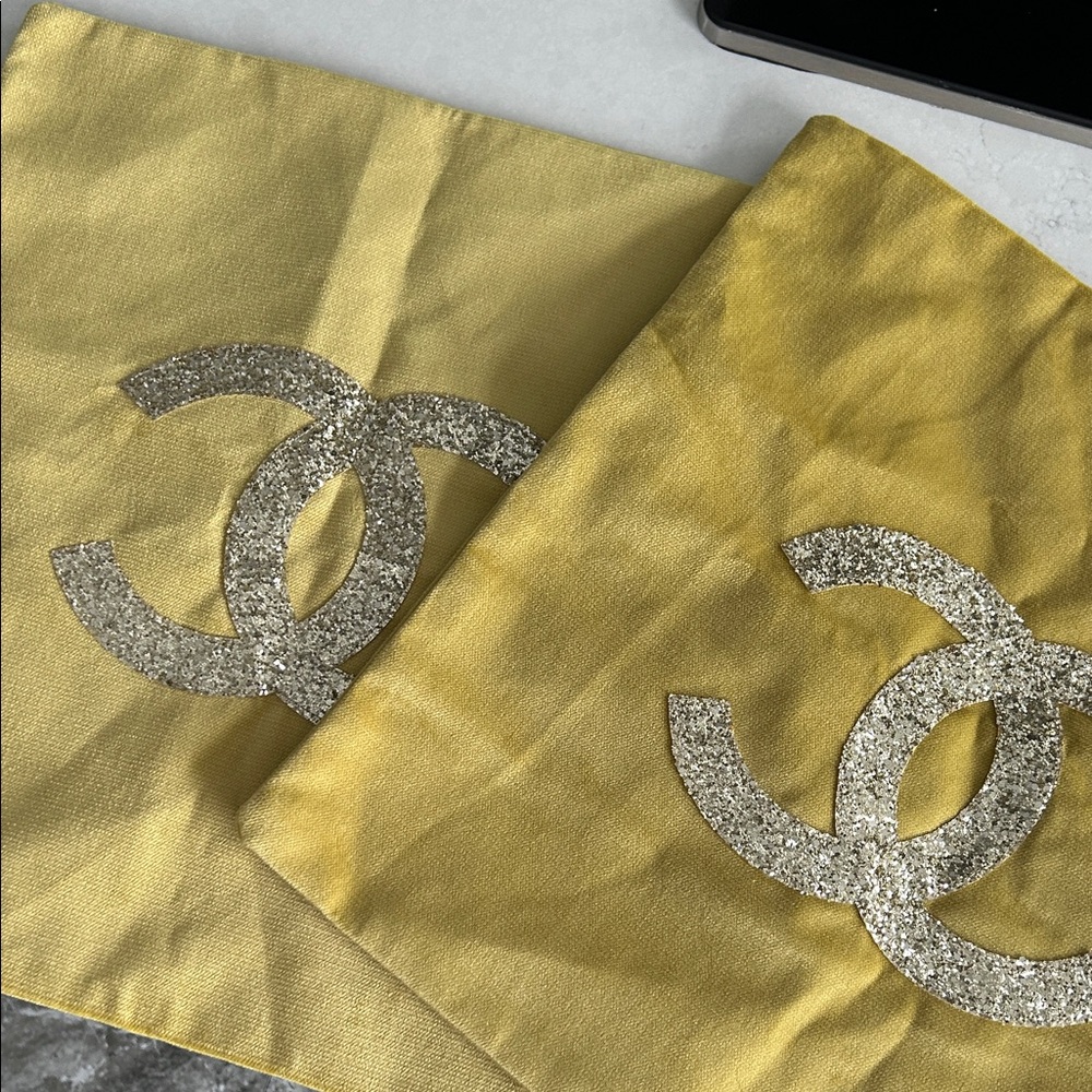 Yellow Cushion Covers with Glittering Silver Logo